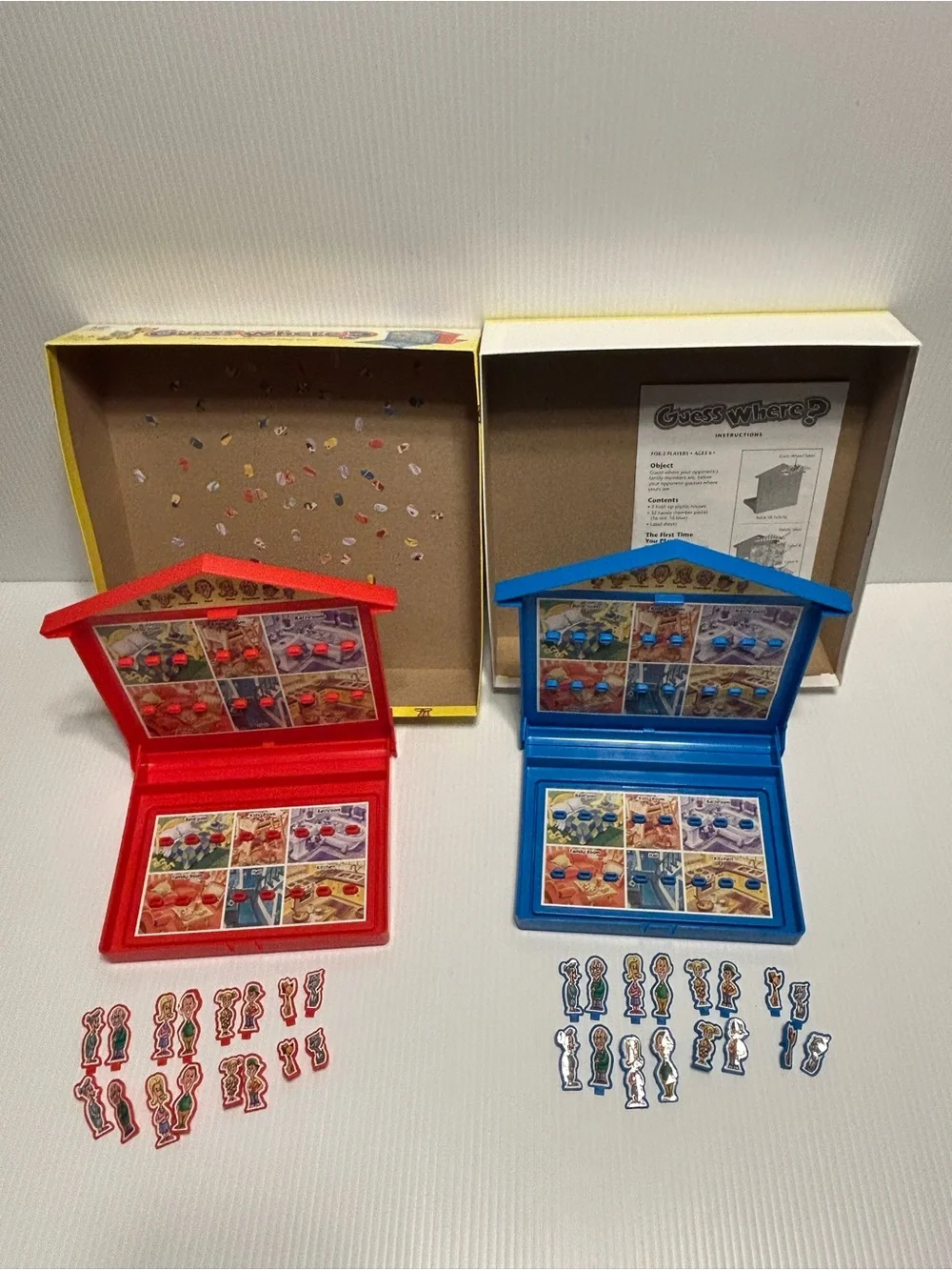 Guess Where? Board Game Fold-up Houses 6+ Milton Bradley (complete w/ flaws) USA